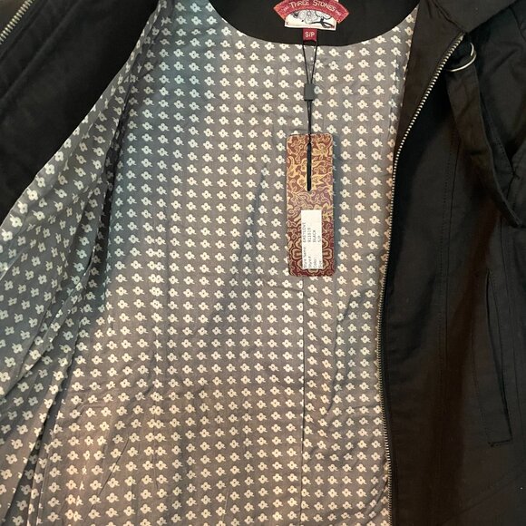 Womens 3 Three Stones Coat Jacket Black Size Small Easy Love Brand New - Picture 5 of 14